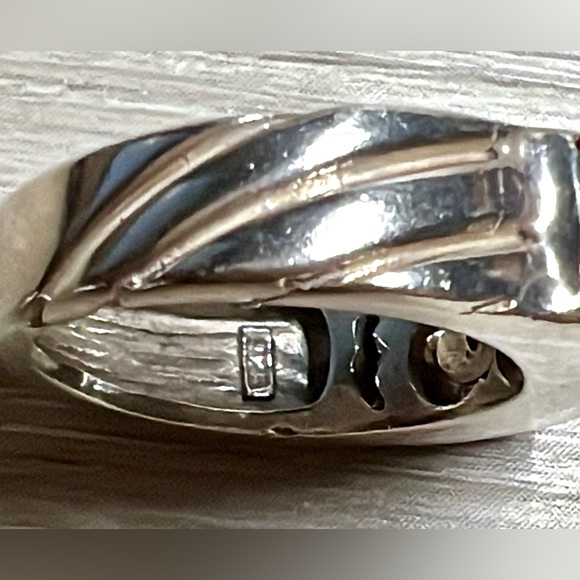 Vintage Handmade Sterling Silver & 14K Gold Scrolled Filigree Band Ring, Size 6 - Picture 10 of 13